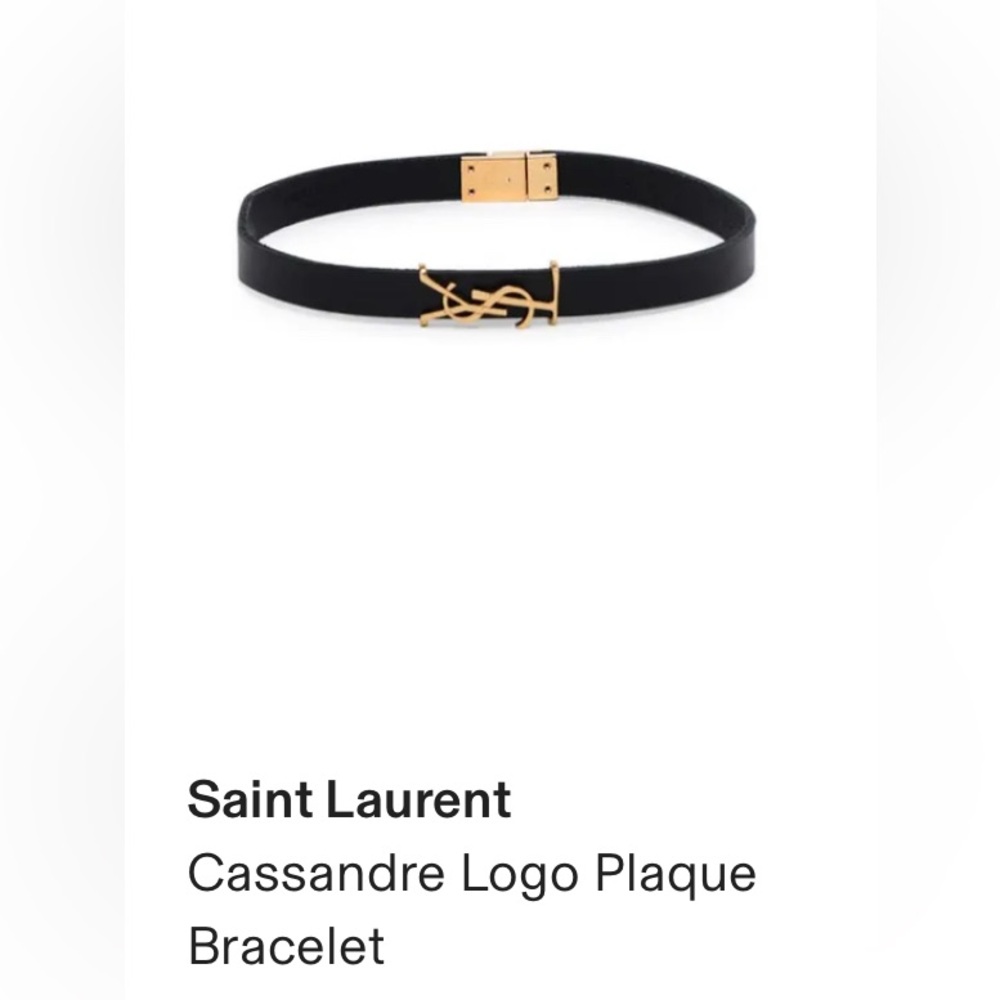 Saint Laurent Black Bracelet with Gold Logo